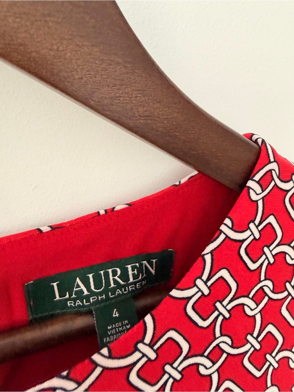 Ralph Lauren Red and White Chain-Link Sleeveless Dress - Picture 2 of 5